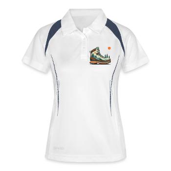 Hiking boots landscape motif - Women's Polo breathable - white/navy - Front