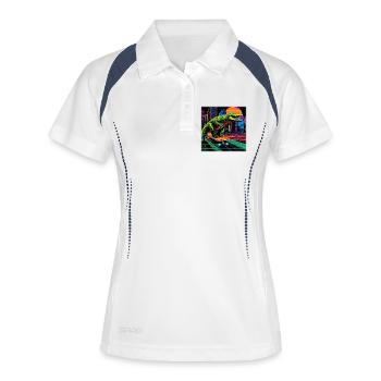 Pixel Art Crocodile – Retro Skater Synthwave - Women's Polo breathable - white/navy - Front