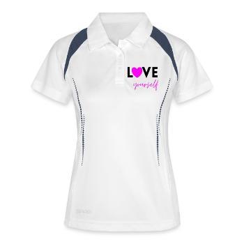 AIME-TOI ROSE ! SENTIMENT D’AUTONOMISATION MENTALE - Polo respirant Femme - blanc/marine - Devant