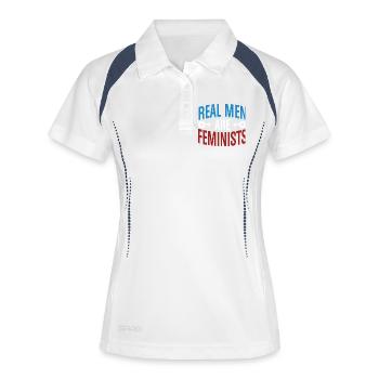 Real Men Are Feminists Equality Statement Tee - Frauen Polo atmungsaktiv - Weiß/Navy - Vorne