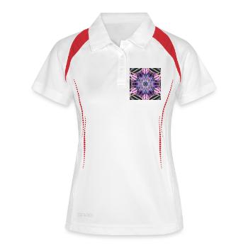 Psychedelische Neon Mandala Muster - Frauen Polo atmungsaktiv - Weiß/Navy - Vorne