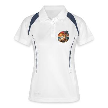 Funny Hamster on Beach Summer Vacation Sunset - Women's Polo breathable - white/navy - Front