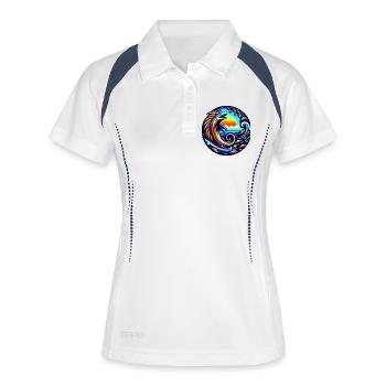 wild surf big waves retro ocean fish shark sun - Women's Polo breathable - white/navy - Front