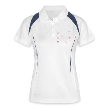 Heart Crown Doodle Pop Art - Polo respirant Femme - blanc/marine - Devant