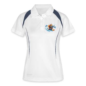 Lustiges Snowboard Eichhörnchen – Winter Fun - Frauen Polo atmungsaktiv - Weiß/Navy - Vorne