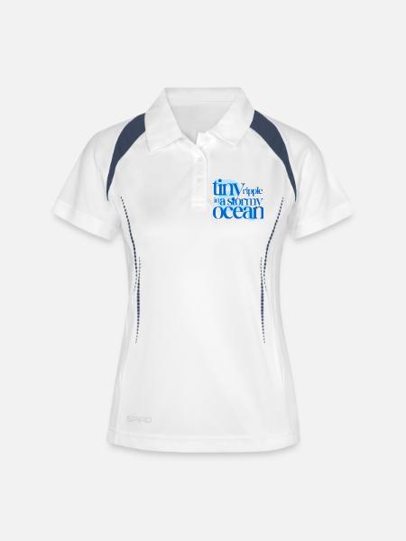 Tiny ripple in a stormy ocean (blue background) - Women's Polo breathable - white/navy