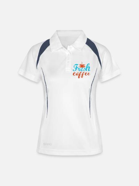 Fresh coffee - colorful inscriptions - Women's Polo breathable - white/navy