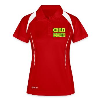 Chill Mal - Funny Statement Typography Design - Frauen Polo atmungsaktiv - Weiß/Navy - Vorne