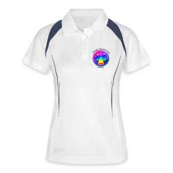 Néon Arc-en-ciel Champignon Lumineux - Polo respirant Femme - blanc/marine - Devant