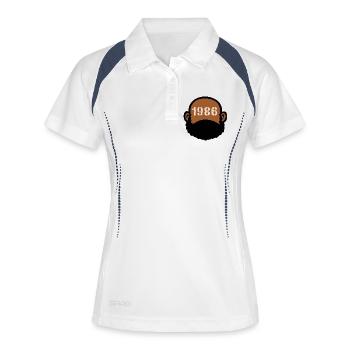 Anniversaire 1986 HOMME DE COULEUR PAPA - Polo respirant Femme - blanc/marine - Devant