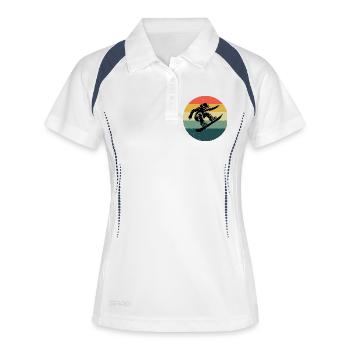 Kurz und klar Snowboard für Frauen - Frauen Polo atmungsaktiv - Weiß/Navy - Vorne