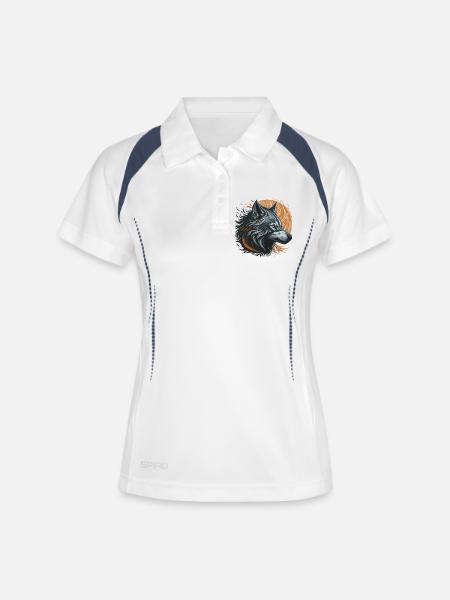 Black Wolf Under Golden Moon - Women's Polo breathable - white/navy
