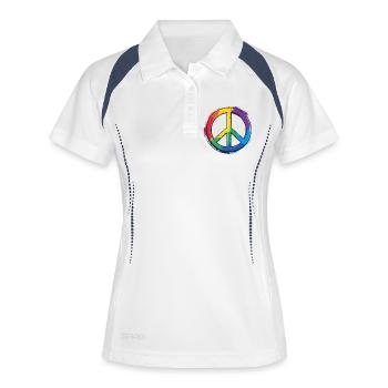 Symbole de paix arc-en-ciel Symbole de paix - Polo respirant Femme - blanc/marine - Devant