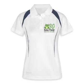 30 Geburtstag Design – Keine Panik! Lustig Frosch - Frauen Polo atmungsaktiv - Weiß/Navy - Vorne