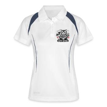 Ramen Katze Kanagawa - Frauen Polo atmungsaktiv - Weiß/Navy - Vorne