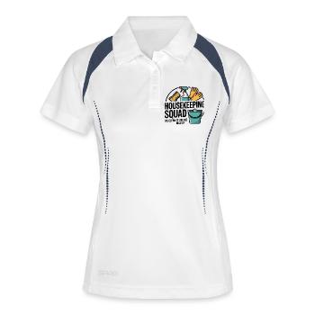 Lustiges Putzen Design - Frauen Polo atmungsaktiv - Weiß/Navy - Vorne