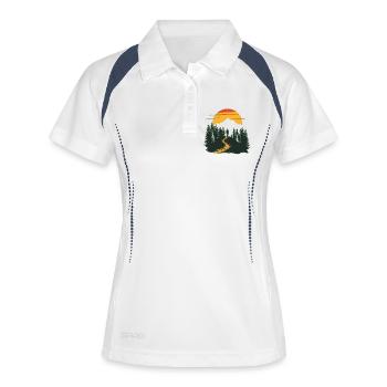 Wanderlust Explorer – Outdoor Hiking Shirt - Frauen Polo atmungsaktiv - Weiß/Navy - Vorne