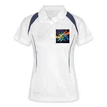 Regenbogenstaub-Explosion - Frauen Polo atmungsaktiv - Weiß/Navy - Vorne