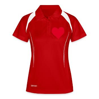 Saint-Valentin cœur rouge, st.valentin - Polo respirant Femme - blanc/marine - Devant