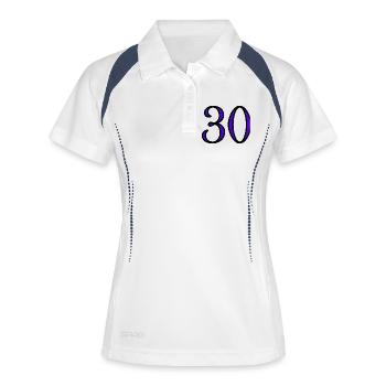30. 30 ANS. 30e ANNIVERSAIRE. ANNIVERSAIRE 30 ANS. - Polo respirant Femme - blanc/marine - Devant