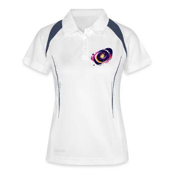 Farbwirbel Galaxie Weltall Muster - Frauen Polo atmungsaktiv - Weiß/Navy - Vorne