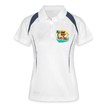 Llama on the beach in the sunlight - Women's Polo breathable - white/navy - Front