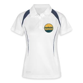 Die Haager Stadtsilhouette Vintage-Abzeichenkunst - Frauen Polo atmungsaktiv - Weiß/Navy - Vorne
