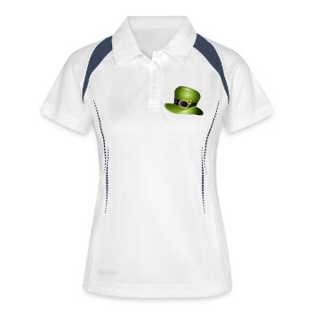 Haut-de-forme vert avec trèfle – Saint Patrick - Polo respirant Femme - blanc/marine - Devant