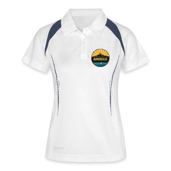 Marseille City Skyline Notre-Dame Retro Badge - Women's Polo breathable - white/navy - Front