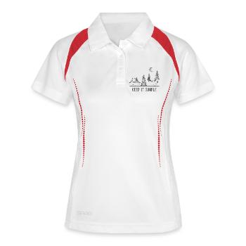 Camping nuit Feu de camp minimaliste - Polo respirant Femme - blanc/marine - Devant