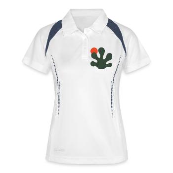 Éclaboussure vert abstraite avec accent orange - Polo respirant Femme - blanc/marine - Devant