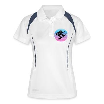 Iconisches Snowboard Motiv für Frauen - Frauen Polo atmungsaktiv - Weiß/Navy - Vorne