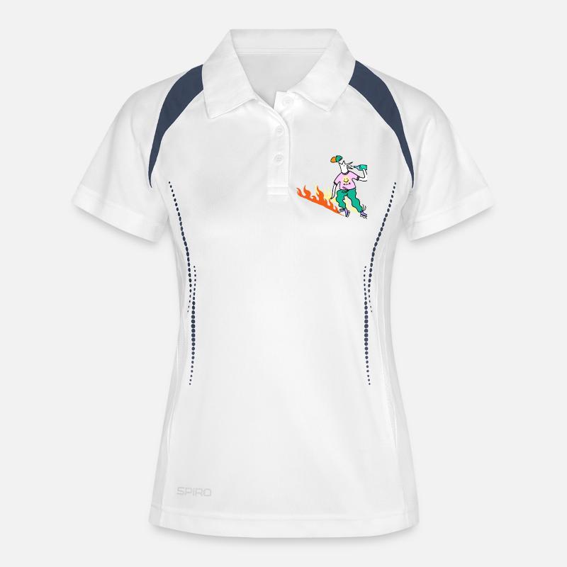 Roller_Skater_on_fire - Women's Polo breathable - white/navy