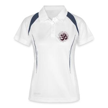 Vintage Om Symbol Engraving Style Brown - Women's Polo breathable - white/navy - Front