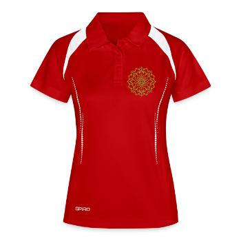 mandala - Polo respirant Femme - blanc/marine - Devant
