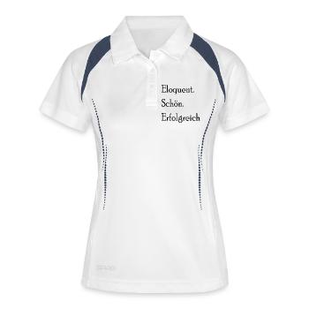 Éloquent. Sympa. Avec succès. Déclaration - Polo respirant Femme - blanc/marine - Devant