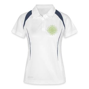 mandala - Polo respirant Femme - blanc/marine - Devant