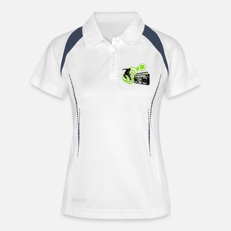 Circles Lime Abstract Black Dancer Hip Hop - Women's Polo breathable - white/navy