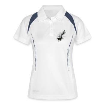 Guitare chromée brillante - Polo respirant Femme - blanc/marine - Devant
