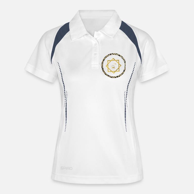 Geometric gold logo with pattern frame - Women's Polo breathable - white/navy