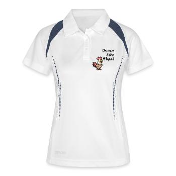Hühner Papa Hühner - Frauen Polo atmungsaktiv - Weiß/Navy - Vorne