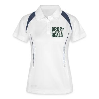Homéopathie, lâche-le comme ça guérit professionnellement - Polo respirant Femme - blanc/marine - Devant
