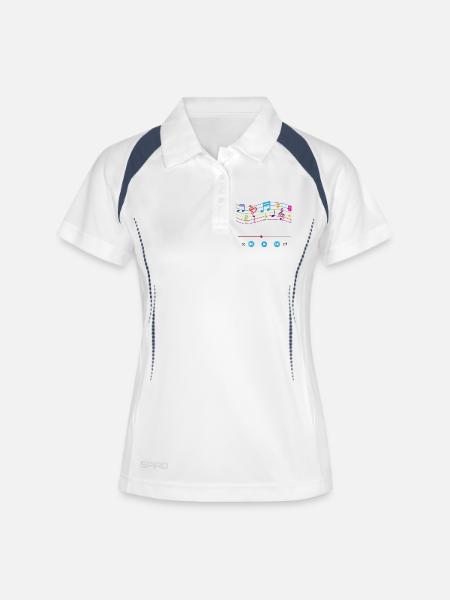 Music notes, music player, colourful music symbols - Women's Polo breathable - white/navy