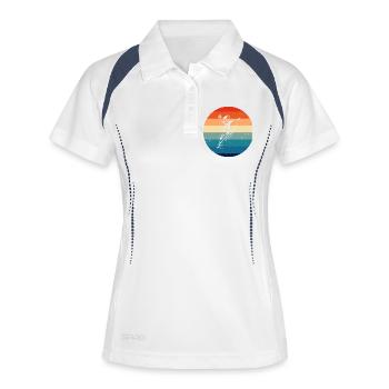Klassisches Handball Motiv fuer Frauen - Frauen Polo atmungsaktiv - Weiß/Navy - Vorne