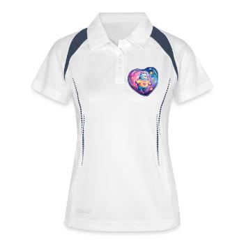 Ours Planète Cœur en combinaison spatiale - Polo respirant Femme - blanc/marine - Devant
