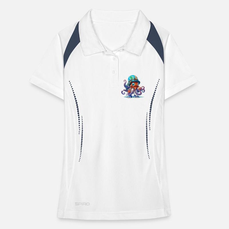 Octopus Explorer with World Map Helmet Women's Polo breathable