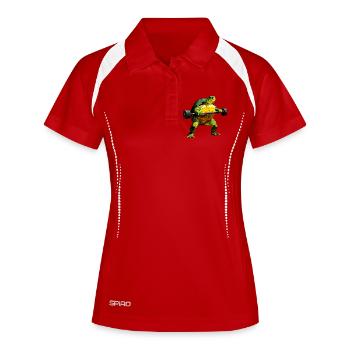 Tortue sportive de fitness - Polo respirant Femme - blanc/marine - Devant
