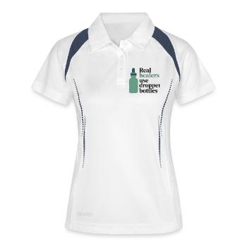 Homéopathie Real Healers Flacons compte-gouttes Profession - Polo respirant Femme - blanc/marine - Devant