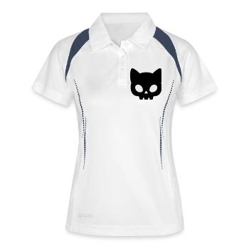 Silhouette de crâne de chat | Masque gothique mignon - Polo respirant Femme - blanc/marine - Devant