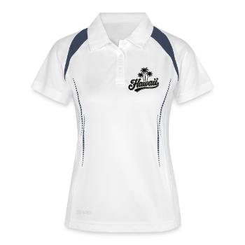 Hawaii Sommer Vibes mit Palmen und Meer - Frauen Polo atmungsaktiv - Weiß/Navy - Vorne
